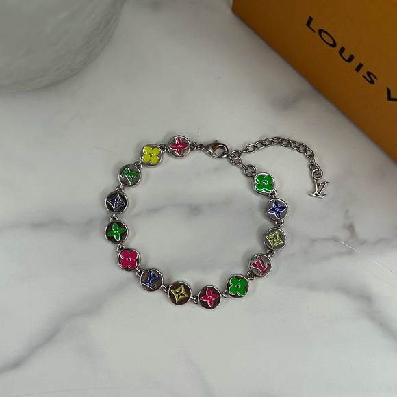 🔥NEW! RARE! Louis Vuitton•Monogram Enamel Multicolor Party Bracelet - Picture 3 of 5